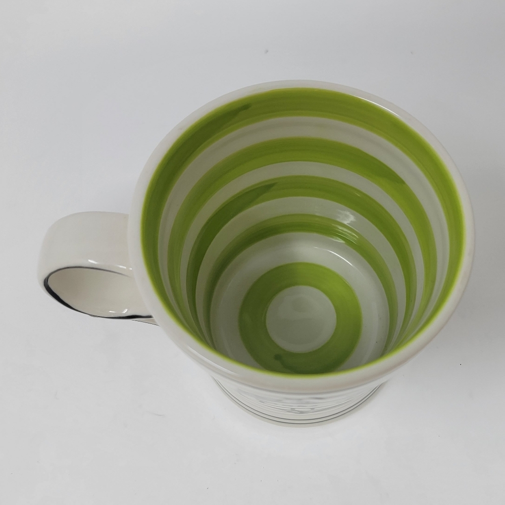 Anthropologie MOLLY HATCH Make It Happen COFFEE MUG Green Stripe Interior - Picture 6 of 9